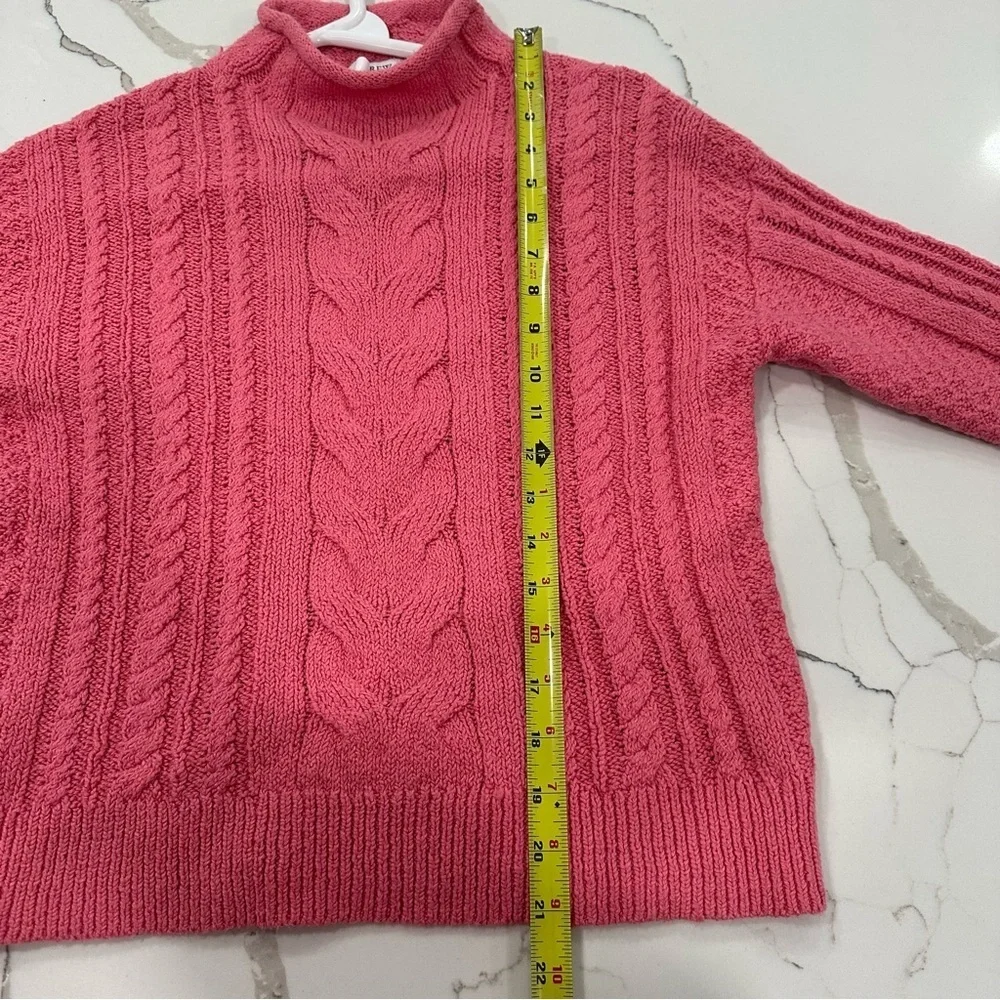 J. Crew Factory Pink Rollneck Cable Knit Sweater XS Cotton Blend HO23